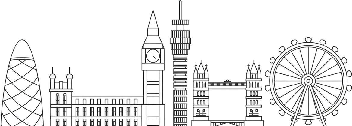 Line drawing of the London skyline